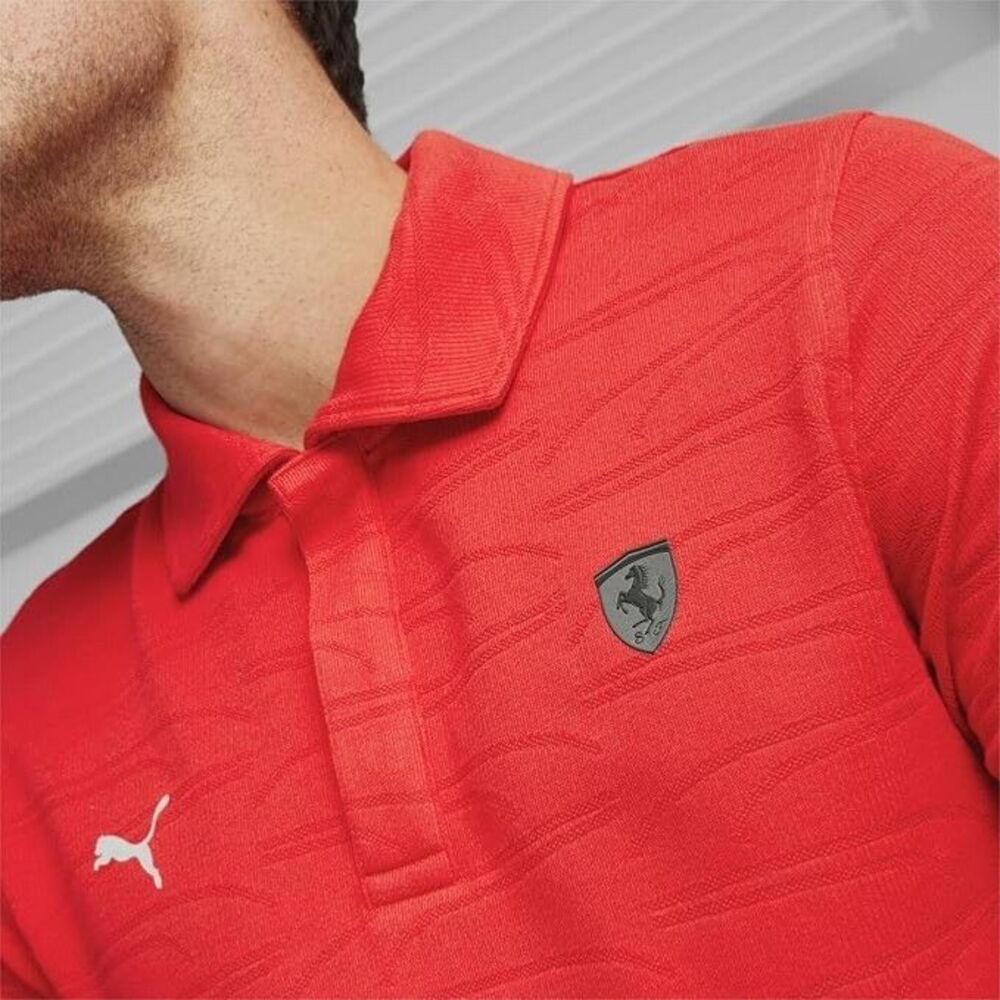 Puma Vintage Motorsports Short Sleeve Ferrari Style Jacquard Polo Shirt Large